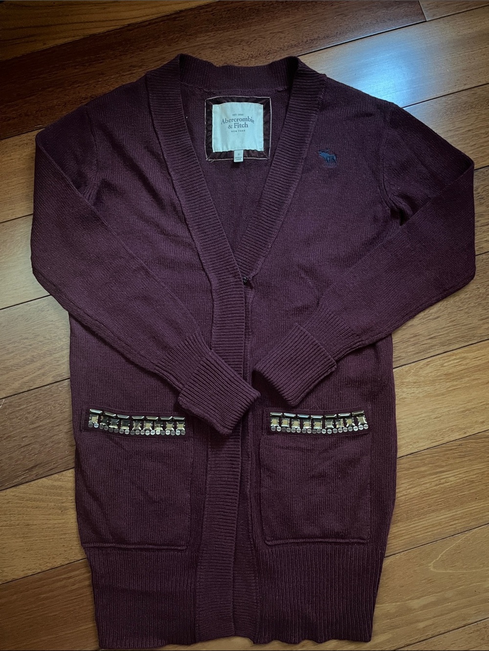 NWOT Y2K Abercrombie Moose Logo Cardigan